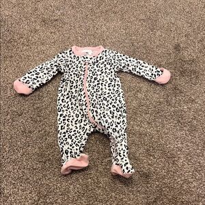 Leopard Print Kids One Piece with Pink Accents